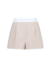 Alexander Wang Pleated Shorts In Wool Tailoring In Beige