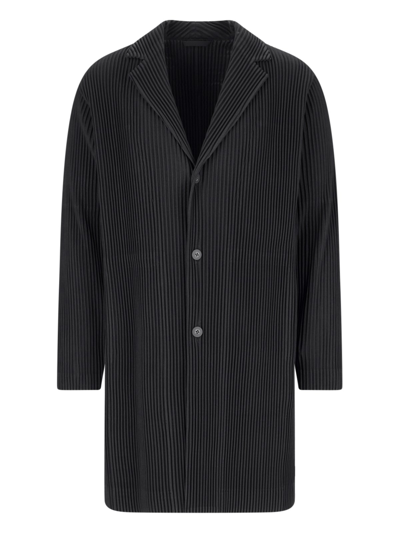 Homme Plisse One-breasted Coat In Black  