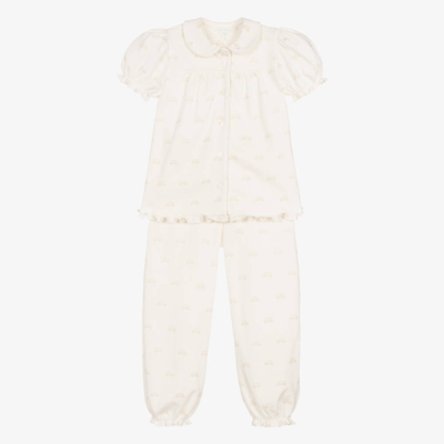 Marie-chantal Kids' Girls Ivory Pima Cotton Pyjamas