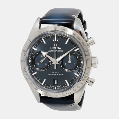 Pre-owned Omega Blue Stainless Steel Speedmaster 332.12.41.51.03.001 Men's Wristwatch 40.5 Mm