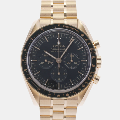 Pre-owned Omega Green 18k Yellow Gold Speedmaster Moonwatch 310.60.42.50.10.001 Manual Winding Men's Wristwatch 42mm