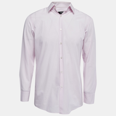 Pre-owned Boss By Hugo Boss Pink Pin Check Cotton Marlow Sharp Fit Shirt M