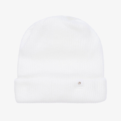 Absorba White Ribbed Cotton Baby Hat