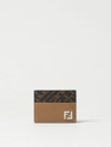 Fendi Beige Credit Card Holder In Beige