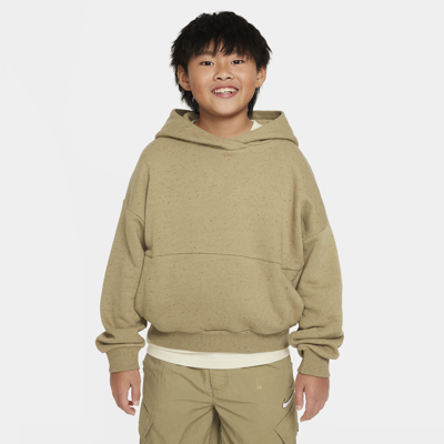 Nike Icon Fleece Big Kids' Oversized Pullover Hoodie In Brown