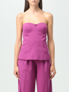 Federica Tosi Peony Wool Blend Top With Fitted Bodice In Peony