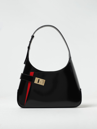 Ferragamo Woman Shoulder Bag Woman Black Shoulder Bags In Black/flame Red