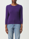 Allude Crew-neck Ribbed-knit Jumper In Violet