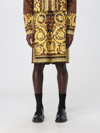 Versace Barocco-print Silk Shorts In Multicolor