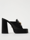 Versace Black Medusa '95 Satin Heeled Sandals In Black