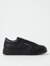 Emporio Armani Leather Sneakers In Black