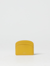 Apc Demi-lune Leather Cardholder In Yellow