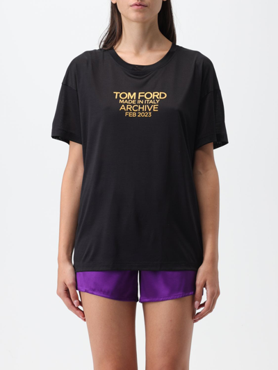 TOM FORD SILK T-SHIRT WITH LOGO PRINT,E73181002