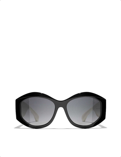 Chanel Ch5495 Shield-frame Acetate Sunglasses in Purple