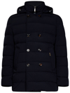 Moorer High Neck Double-breasted Parka With Detachable Hood In Blue