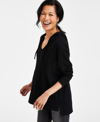 STYLE & CO WOMEN'S WAFFLE-KNIT HOODIE TUNIC, CREATED FOR MACY'S