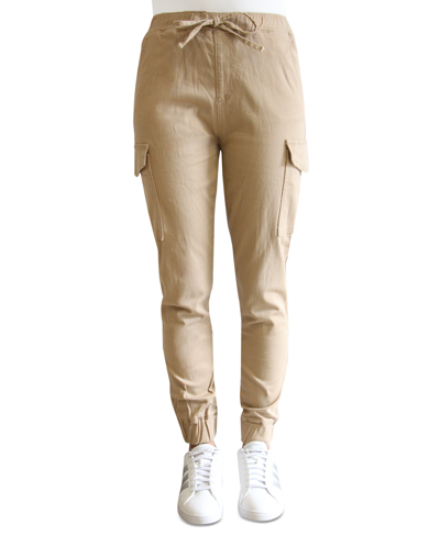 Almost Famous Crave Fame Juniors' High-rise Drawstring-waist Joggers In Khaki