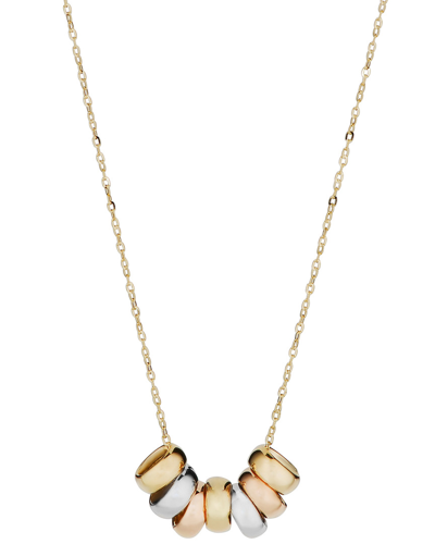 Italian Gold Tricolor Seven Lucky Rings Necklace