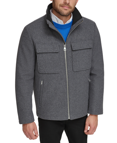 Calvin Klein Men's Hipster Full-zip Jacket With Zip-out Hood In Charcoal