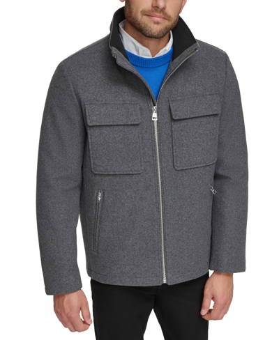Calvin Klein Men's Hipster Full-zip Jacket With Zip-out Hood In Dark Charcoal