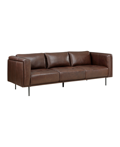Homelegance White Label Solaris 88" Leather Sofa In Brown