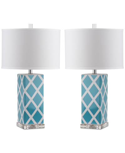 Safavieh Set Of 2 Garden Table Lamps In Light Blue