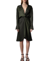 Zadig & Voltaire Zadig&voltaire Womens Noir Rozo Twist-detail Satin Shirt Midi Dress