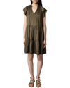 Zadig & Voltaire Rito Satin Self-tie High Neck Tiered Mini Dress