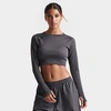 Supply And Demand Pink Soda Sport Women's Ribbed Seamless Long-sleeve T-shirt In Washed Black 