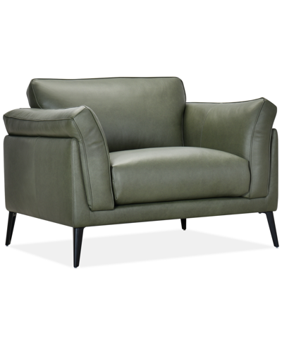 Furniture Keery 49" Leather Chair, Created For Macy's In Moss