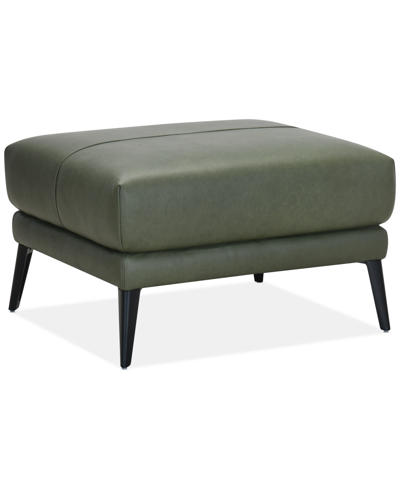 Furniture Keery 32" Leather Ottoman, Created For Macy's In Moss