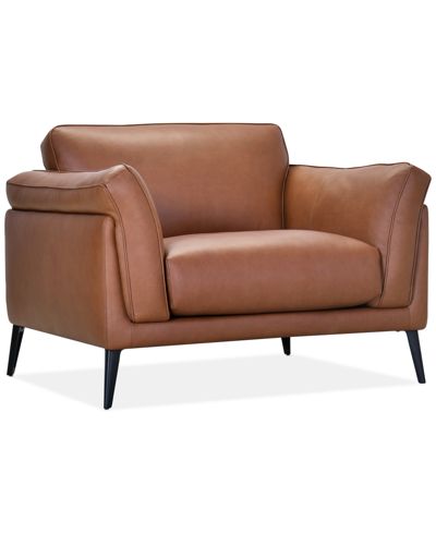 Furniture Keery 49" Leather Chair, Created For Macy's In Caramel