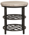 FURNITURE CAPRI 22" STONE AND METAL BASE ROUND SIDE TABLE