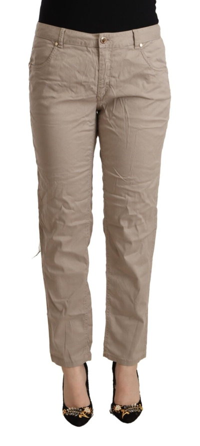Acht Beige Tencel Mid Waist Tapered Casual Trousers