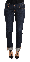 ACHT BLUE WASHED COTTON LOW WAIST SKINNY DENIM  TROUSER JEANS