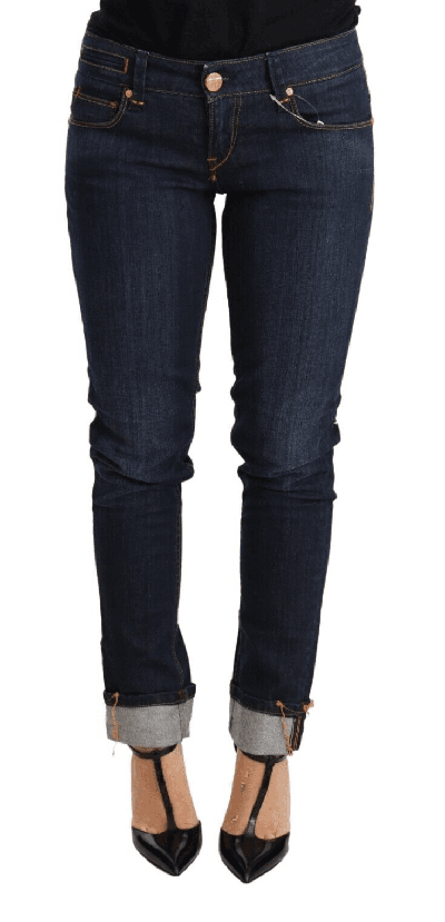 Acht Blue Washed Cotton Low Waist Skinny Denim  Trouser Jeans