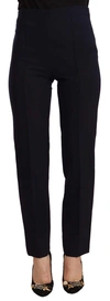 AGLINI BLACK HIGH WAIST POLYESTER  STRAIGHT trousers