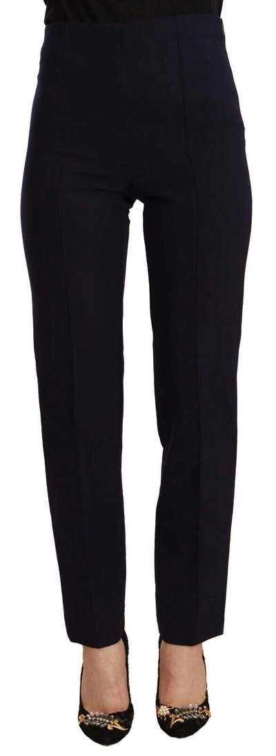 Aglini Black High Waist Polyester  Straight Trousers