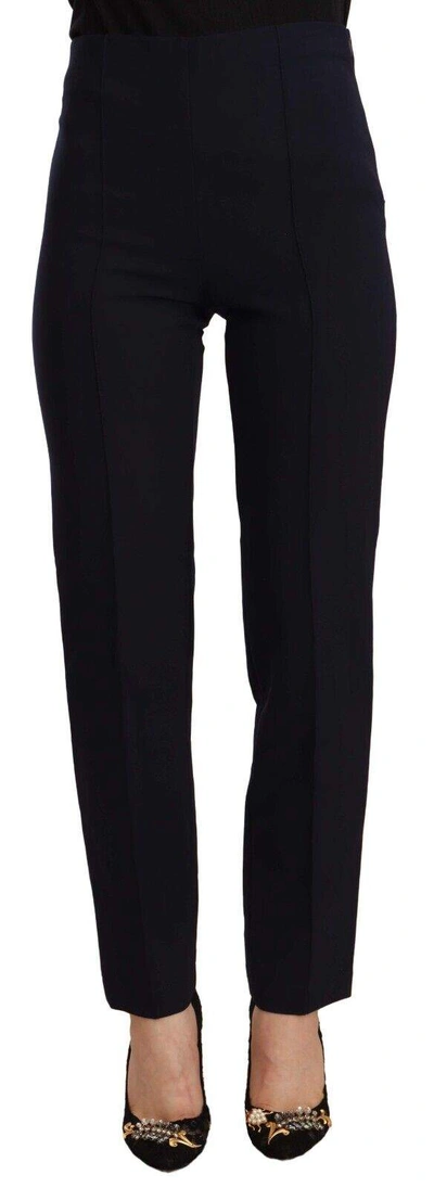 Aglini Black High Waist Polyester  Straight Pants