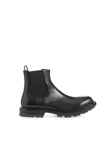 Alexander Mcqueen Black Leather Chelsea Boots