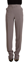 ARMANI COLLEZIONI ARI BROWN HIGH WAIST SILK TAPERED LONG PANTS