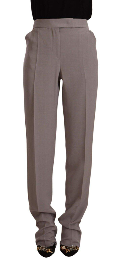 Armani Collezioni Armani Brown High Waist Silk Tapered Long Women's Pants