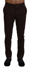 BENCIVENGA BROWN COTTON TAPERED FORMAL  PANTS