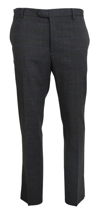 BENCIVENGA GRAY CHECKERED WOOL DRESS FORMAL PANTS