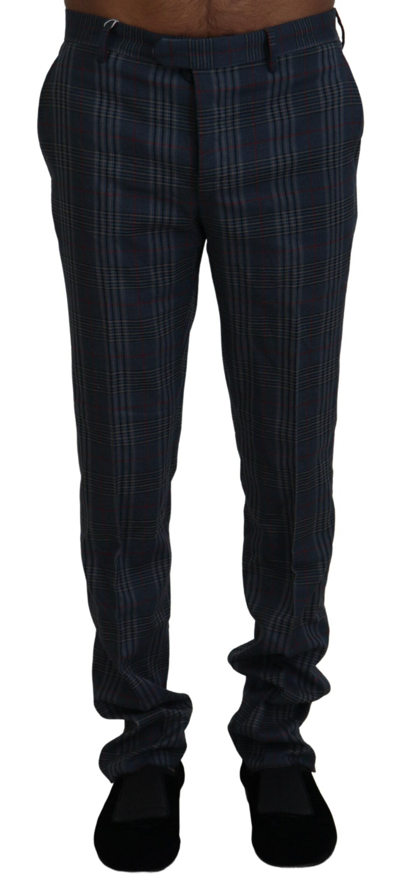 Bencivenga Gray Pure Wool  Checkered Pants In Gray Patterned
