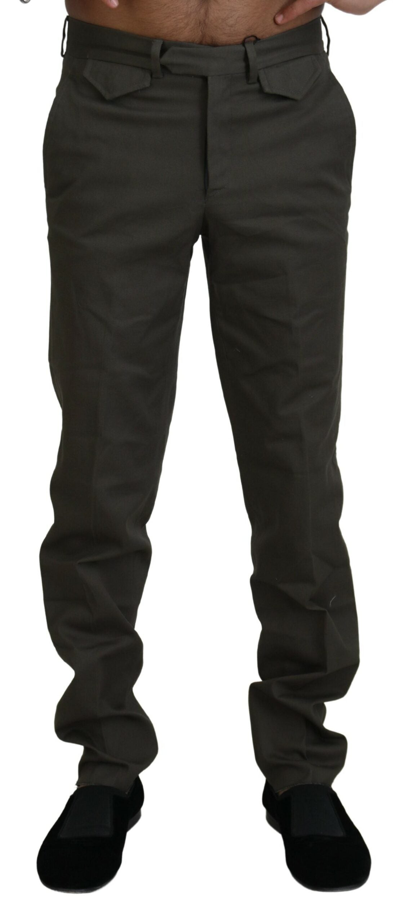 Bencivenga Green Cotton Straight Fit  Trousers