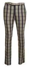 Bencivenga Multicolor Checkered Cotton Straight Fit  Pants In Multicolor