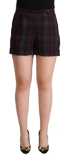 BENCIVENGA MULTICOLOR CHECKERED MID WAIST FOLDED HEM SHORTS