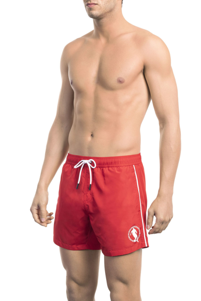Bikkembergs Side-stripe Drawstring Swim Shorts In Red