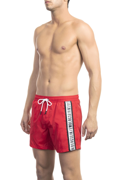 Bikkembergs Blue Polyamide Swimwear In Red